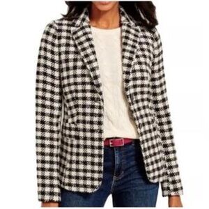 NEW! Talbots Confetti Wool Blend Black and White Checkered Tweed Blazer. 16P.